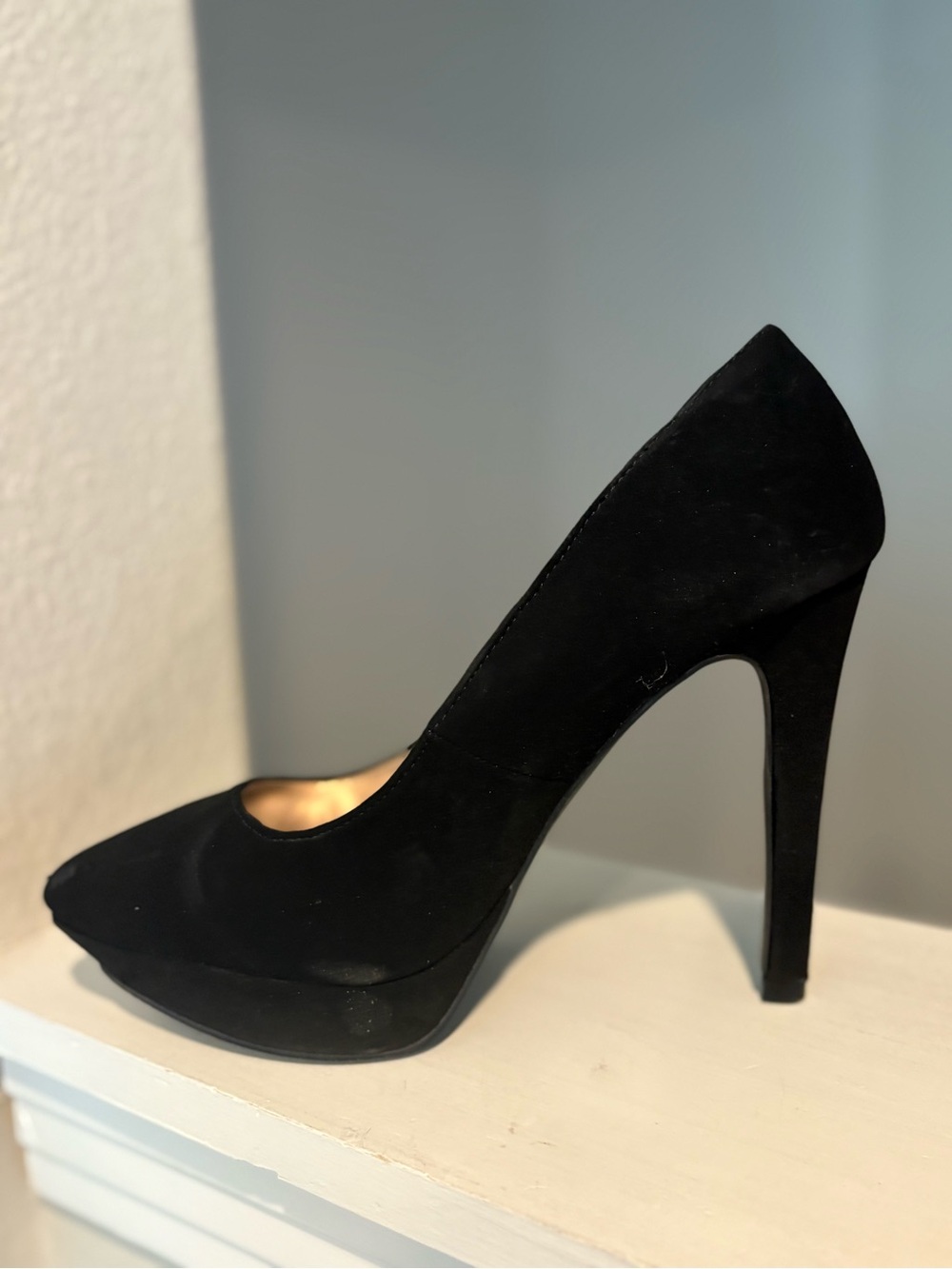 Charlotte Russe Black Stiletto Faux Suedes Platform 4” Stiletto Pump Womens Sz 9 - Picture 3 of 9